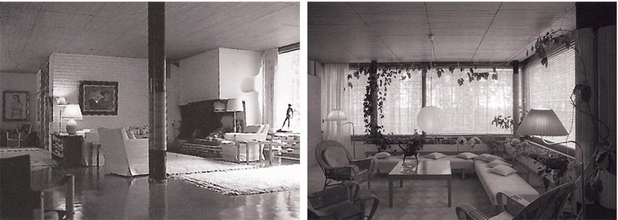 1. Mairea villas (Normarku) viesistabas interjers. Alvars Ālto. 1938 un Mairea villas (Normarku) istabas interjers. Alvars Ālto. 1938