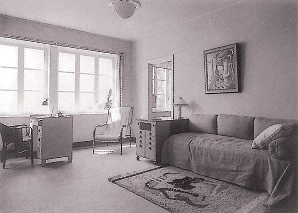 Stokholmas izstādē demonstrētais istabas interjers. Gustavs Klāsons. 1930